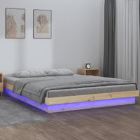 Bedframe LED massief hout 135x190 cm Double - thumbnail