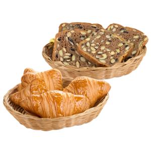 Brood/fruit mandje - 2x - gevlochten kunststof - naturel - ovaal - L24 x B20 x H6 cm - broodmand