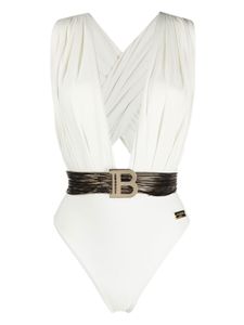 Balmain maillot de bain à col v profond - Blanc