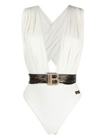 Balmain maillot de bain à col v profond - Blanc