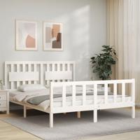 Bedframe zonder matras massief grenenhout wit 160x200 cm