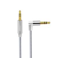 AV01 3.5 mm male naar Male elleboog audio kabel lengte: 50cm (zilvergrijs)