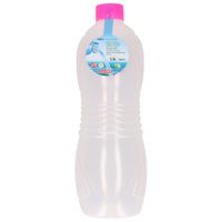 Plasticforte Drinkfles/waterfles/bidon - 1500 ml - transparant/roze - kunststof - Drinkflessen - thumbnail