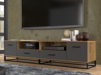 Tv-meubel ARSA 2 deuren 2 lades grafiet/bruin - thumbnail