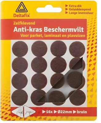 Anti-krasvilt rond 22mm bruin 16st - Deltafix