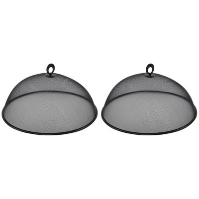 Vliegenkap/voedselkap tegen insecten - 2x - RVS - Zwart- Dia 35 cm - Buiten/binnen
