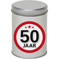 Cadeau/kado zilver rond blik 50 jaar 13 cm   -