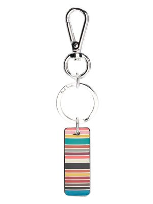 Paul Smith porte-clés Signature Stripe Tag - Argent