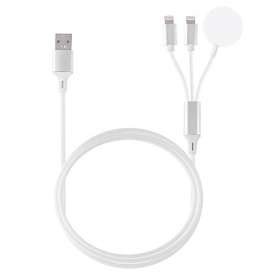 Multifunctionele 3 in 1 8 pin magnetische oplaadkabel voor iPhone/Apple Watch lengte: 1M (wit)