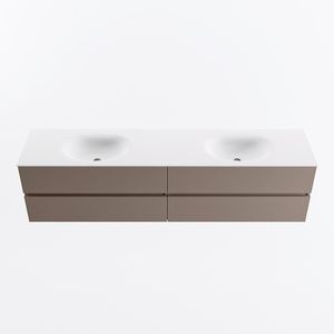 MONDIAZ VICA 200cm badmeubel onderkast Smoke 4 lades. Wastafel MOON dubbel 2 kraangaten, kleur Talc.
