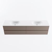 MONDIAZ VICA 200cm badmeubel onderkast Smoke 4 lades. Wastafel MOON dubbel 2 kraangaten, kleur Talc.