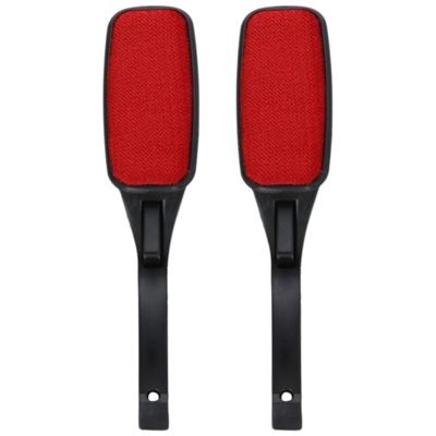 Gerimport Kledingborstel - 2x - L26 cm - zwart /rood - pluizenborstel - inklapbaar