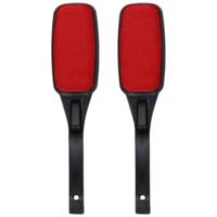 Gerimport Kledingborstel - 2x - L26 cm - zwart /rood - pluizenborstel - inklapbaar