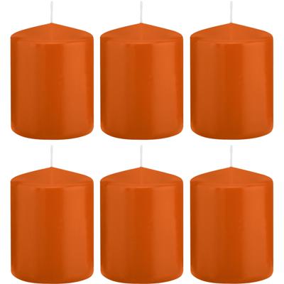 Trend Candles cilinder kaarsen - 6x - stompkaarsen - oranje - 6 x 8 cm - 29 branduren