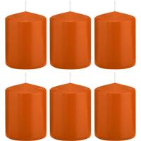 Trend Candles cilinder kaarsen - 6x - stompkaarsen - oranje - 6 x 8 cm - 29 branduren