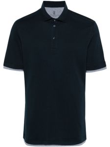 Brunello Cucinelli polo à bords superposés - Bleu