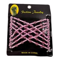 3 STKS vrouw elastische magie DIY Vintage hoofdband mode haar Maker Bun haren kammen metalen haarspelden haaraccessoires (roze)