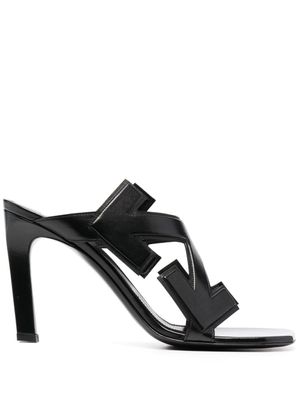 Off-White mules en cuir à motif Arrows - Noir