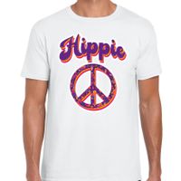 Hippie t-shirt wit voor heren