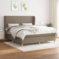 Boxspring met matras stof taupe 180x200 cm