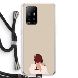 I drink wine: Oppo A94 5G Transparant Hoesje met koord