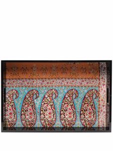 ETRO HOME plateau en bois à motif cachemire - Noir