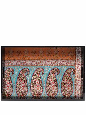 ETRO HOME plateau en bois à motif cachemire - Noir