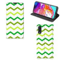 Samsung Galaxy A70 | Hoesje met Magneet | Zigzag Groen