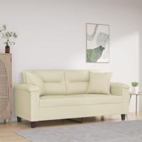 Tweezitsbank met sierkussens 140 cm kunstleer crèmekleurig