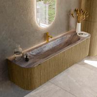 Badmeubel Mondiaz Kurve-Dlux | 170 cm | Meubelkleur Dusk | Wastafelkleur Oza | Solid surface | Wasbak midden spoelbak | 1 kraangat