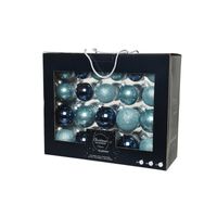42x stuks glazen kerstballen ijsblauw (blue dawn)/donkerblauw 5-6-7 cm    - - thumbnail