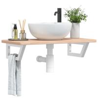 Badkamer wandschap staal en massief eikenhout