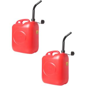 Jerrycan/benzinetank voor brandstof - 2x stuks - 20 liter - rood - kunststof