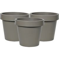 Plantenpot/bloempot - 3x - kunststof - taupe/bruin - buiten - D20 x H18 cm