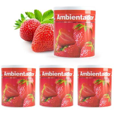Geur gel Aardbei geur - 4x - 95 gram - geur blikje - 6 x 7 cm - auto/interieurparfum/luchtverfrisser