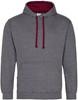 Just JH003 Varsity Hoodie - Charcoal (Heather)/Burgundy - XL