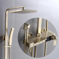 Thermostatische Doucheset - Geborsteld Goud | Messing & ABS | Verstelbare Hoogte | 20 Inch Vierkante Douchekop Thermostatische Doucheset - Geborsteld Goud | Messing & ABS | Verstelbare Hoogte | 20 Inch Vierkante Douchekop