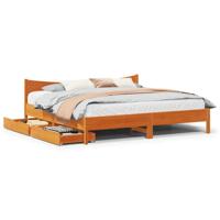 Bedframe met lades massief grenenhout wasbruin 180x200 cm