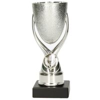Luxe trofee/prijs beker - zilver - kunststof - 16,5 x 6,8 cmAƒaEsA‚A - sportprijs - Fopartikelen