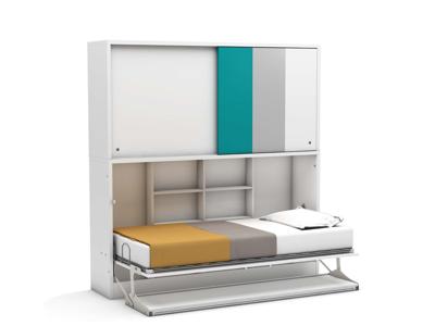 Eenpersoons opklapbed Academy met Bureau & kastruimte - Turquoise - Koudschuim matras HR60 - tot 120 KG
