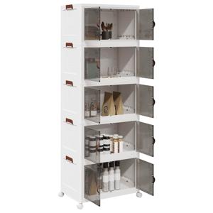 VidaXL Opbergbox stapelbaar met wielen 5-laags 75 l 64x40x179 cm