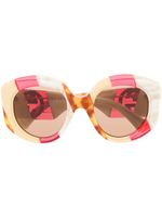 Gucci Eyewear lunettes de soleil rondes à rayures - Blanc