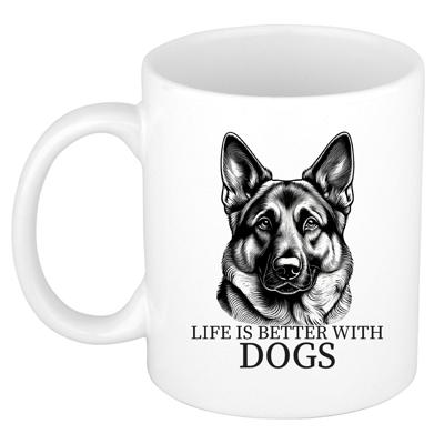 Cadeau mok voor honden liefhebbers - Duitse Herdershond - wit - keramiek - 300 ml