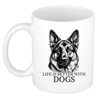 Cadeau mok voor honden liefhebbers - Duitse Herdershond - wit - keramiek - 300 ml