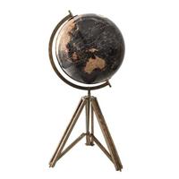 Clayre & Eef Wereldbol 31x31x67 cm Zwart Hout Metaal Globe - thumbnail