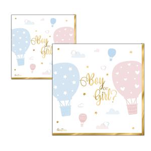 Feestservetten - 32x - geboorte - gender reveal - 3 laags - 33 x 33 cm   -