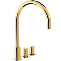 Wastafelkraan Tres Study | Opbouw | Draaibare uitloop | Mengkraan | Hoog model | 2-knops | Rond | 24k Goud glans