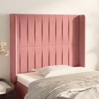 Hoofdbord met randen 93x16x118/128 cm fluweel roze