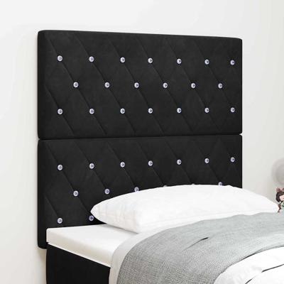 LED Hoofdbord met LED -striplichten Geruit Zwart 100 cm Fluweel