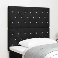 LED Hoofdbord met LED -striplichten Geruit Zwart 100 cm Fluweel